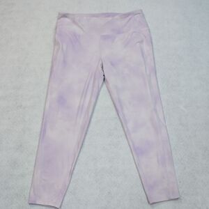 DSG Womens High Waisted Tie Dye Leggings‎ Purple White 7/8 Length Side Pockets L